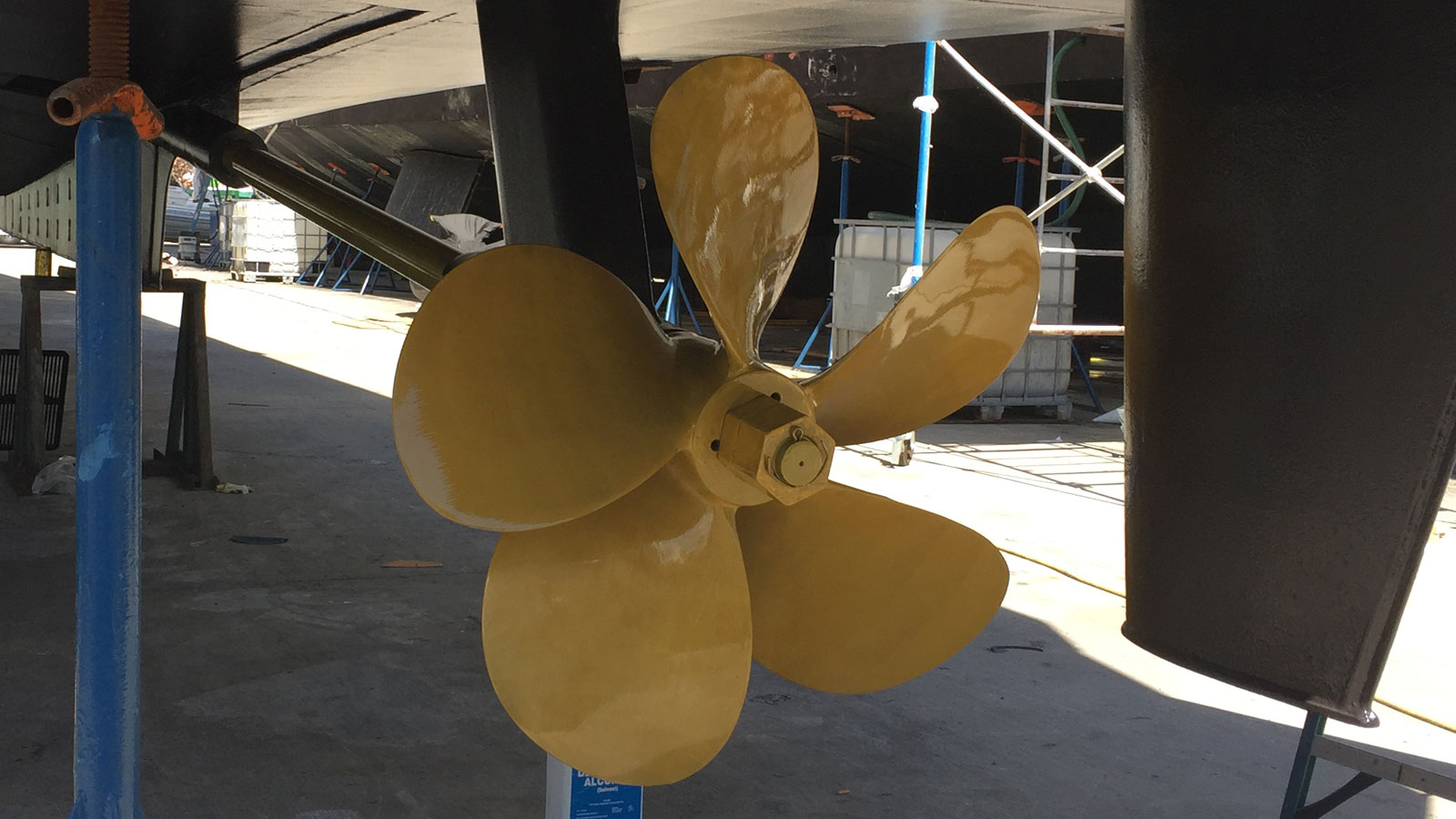 Propspeed on propeller and shaft of Florida ferry Yankee Freedom III