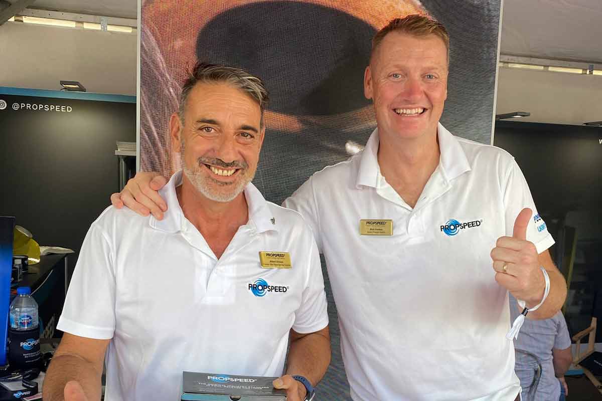 Propspeed's Albert Olocan and Matt Forbes at Cannes Yachting Festival