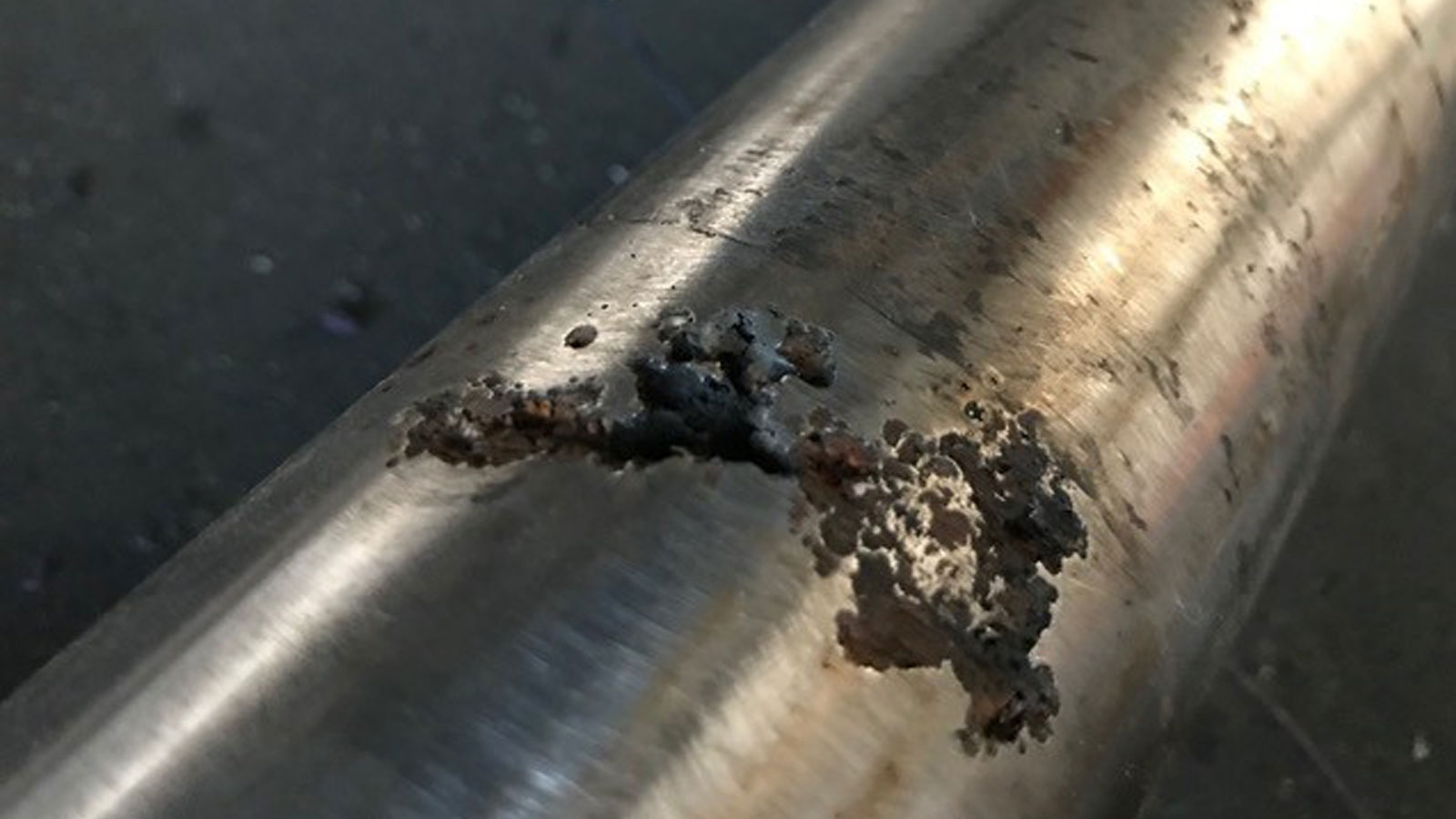 Atrolytic corrosion is seen on a stern shaft