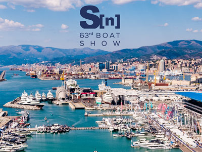 Aerial view of Genoa Boat Show in Italy