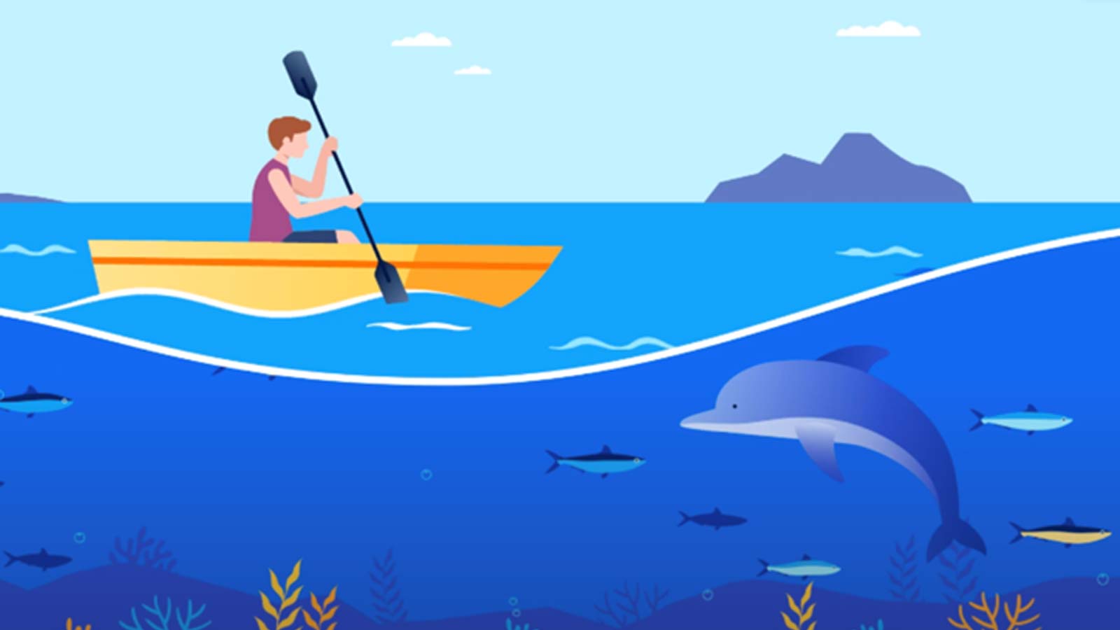 Animation of man in kayak