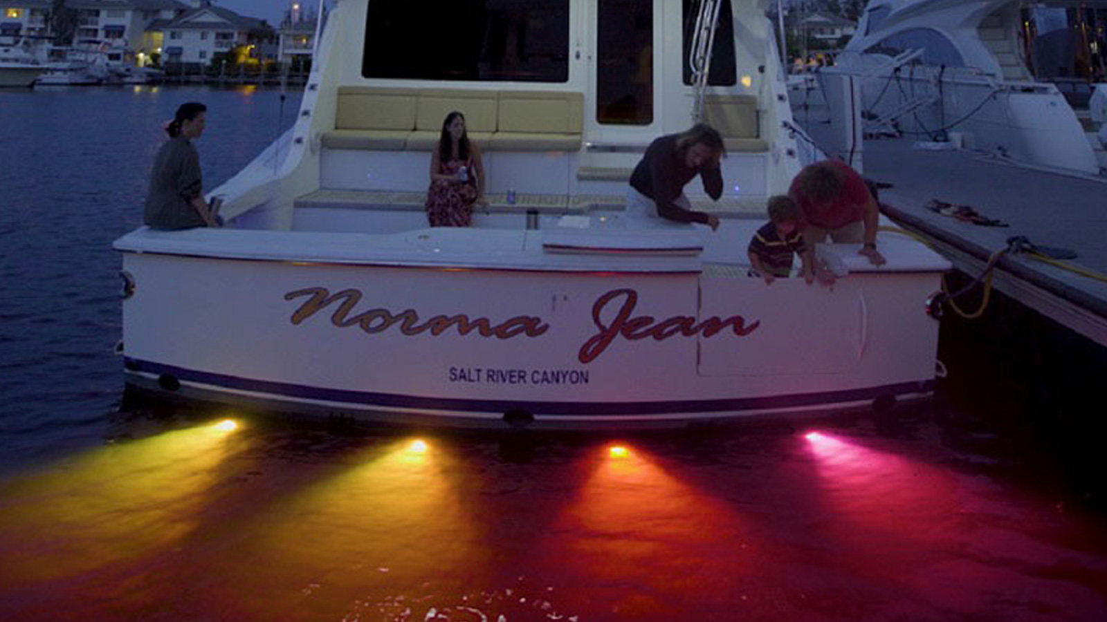 Underwater lights on M/Y Norma Jean