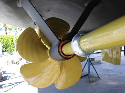 Propspeed seen on propeller and shaft